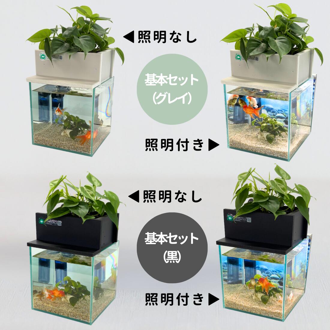20cm型　せせらぎビオトープ　基本シンプルセット(黒)　照明あり【送料無料】