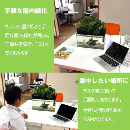 45cmスリム型せせらぎビオトープ水槽セット（黒）約17L 照明なし 【送料無料】