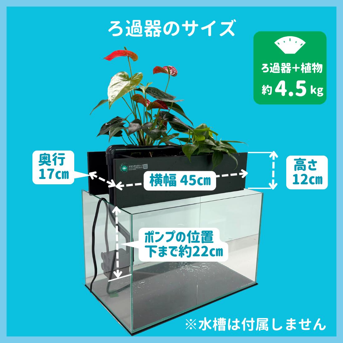 せせらぎビオトープ◆45cm水槽用濾過器ポンプセット◆アクアポニックス熱帯魚金魚 ろ過装置+循環ポンプ+配管セット 45cm型【送料無料】 – せせらぎ